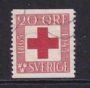 Sweden #358  used 1945 Red Cross   perf. 12 1/2   Vert.  20o