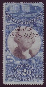 $20 2nd Issue Revenue Tax Stamp, Sc #R129, used (20891)