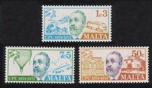 Malta Hot Air Balloon Train Airplane UPU 3v 1974 MNH SC#484=487 SG#527=530