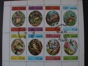 DHUFA-1973-PROMOTION-WORLD FAMOUS LOVELY  BIRDS--CTO -SHEET VF FANCY CANCEL