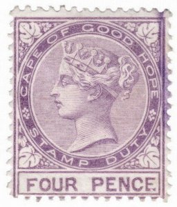 (I.B) Cape of Good Hope Revenue : Stamp Duty 4d (1877)