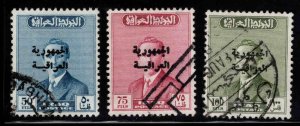 IRAQ Scott 206-208  Used Republic overprint stamps 1958 issue