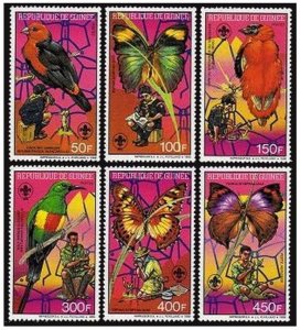Guinea 1088-1093,MNH.Michel 1208-1213. Boy Scouts,1988,Birds,Butterflies.
