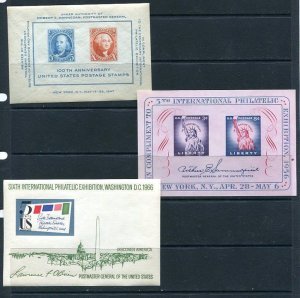 USA 3 mini souvenir Sheets Philatelic Exhibition MNH 9478