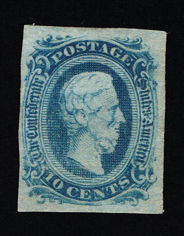 GENUINE CONFEDERATE CSA SCOTT #11 MINT OG BLUE DIE-A ARCHER & DALY PRINTING