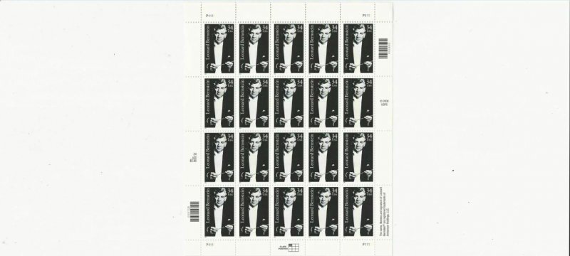 US Stamps/Postage/Sheets Sc #3521 Leonard Bernstein MNH F-VF OG FV 6.80