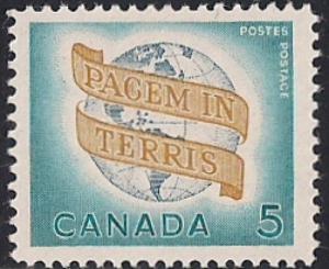 Canada #416 5 cent Peace on Earth & Globe  mint OG NH XF