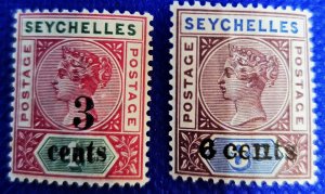 Seychelles 1893-1901 #22 & 32 M SCV $8.50