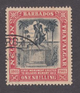 Barbados Sc 108 used. 1906 1sh Nelson Centenary, top value to set