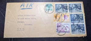 1950 British Malaya Airmail Cover Singapore to Chicago IL USA Rotary Intl