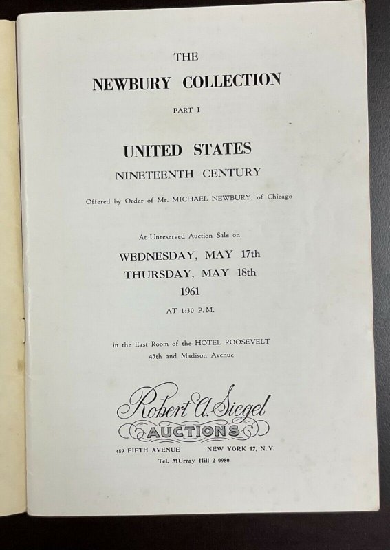 Robert A. Siegel Auctions of the Newbury Collection 1961-63 Part I - VI