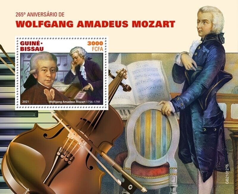 Guinea-Bissau - 2021 Wolfgang Amadeus Mozart - Stamp Souvenir Sheet - GB210121b 