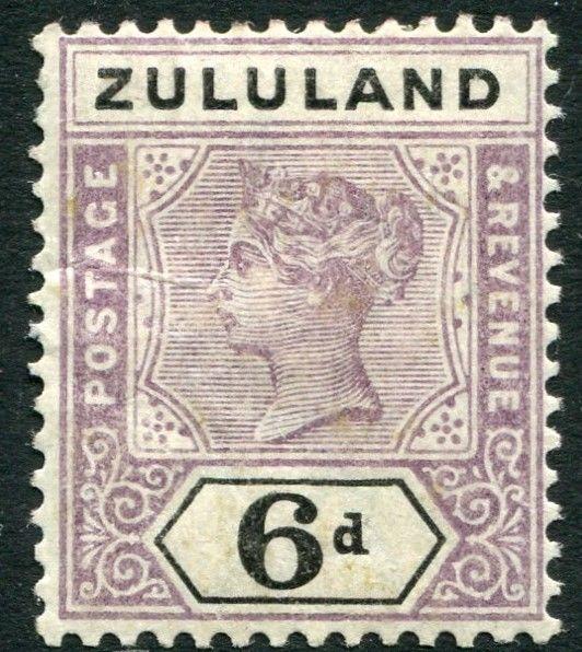 ZULULAND-1894-96 6d Dull Mauve & Black Sg 24 MOUNTED MINT V20980