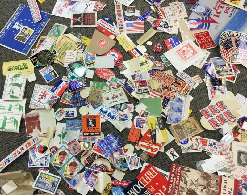 Hundreds of Patriotic Poster Stamps, Advertising labels  Foil, die cut, HUGE LOT