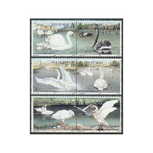Isle of Man 482-487a pairs.MNH.Michel 478-483. Swans,1991.
