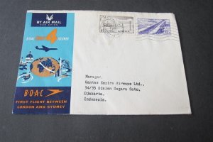 BOAC 1959 FFD cover Lebanon to Indonesia