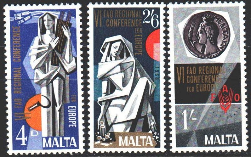 Malta. 1968. 383-85. FAO conference, sculpture. MNH.