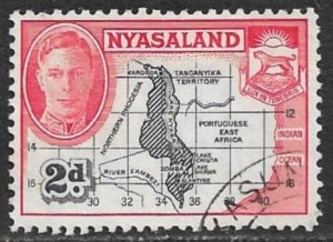 NYASALAND 1945 KGVI 2d MAP Pictorial Sc 71 VFU