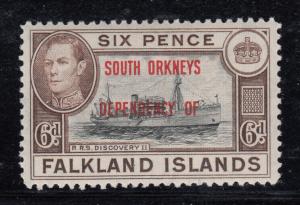 Falkland Islands Dep. 1944 MH Scott #4L6 6p R.R.S. Discovery II South Orkneys...