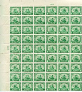 UNITED STATES 1c PILGRIM SCOTT #548 PARTIAL SHEET II  MINT NH WITH SEPARATIONS