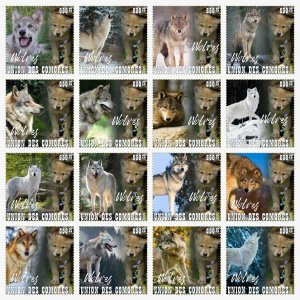 Stamps. Fauna Wolves 16 stamps perforated 2023 year  NEW