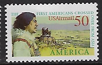 C131 Catalog # Airmail Stamp First Asians Crossed Bering Strait 50 Ct single Stp