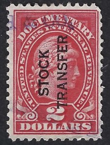 United States #RD13 $2.00 Stock Transfer overprint. Rose. Fine. Used.