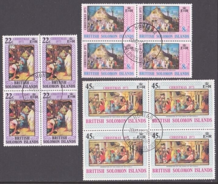 SOLOMON IS 1973 Christmas set fine used blocks of 4........................a3892