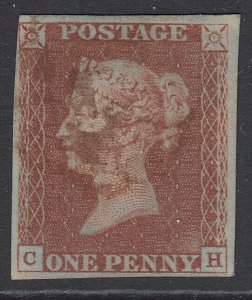 SG 7 1d red-brown plate eleven lettered CH. Fine used with a red Maltese cross