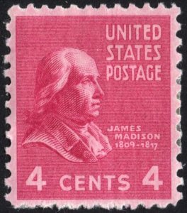 SC#808 4¢ James Madison (1938) MLH