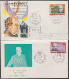 VATICAN Sc #526-7.3 SET of 2 DIFF FDC X 2 STAMPS ORATORIO HALELUJAH by PEROSI