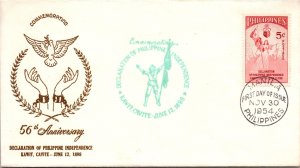 Philippines FDC 1954 - Declaration of Phil Independence - 5c Stamp - F43290