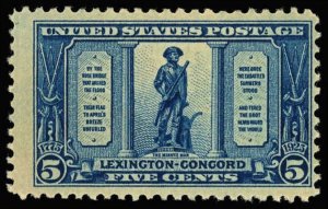 US Sc 619 F/MLH - 1925 5¢ Prussian Blue - Lexington-Concord Issue-See Descript.