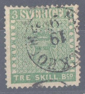 Sweeden #1 USED VF C$5000.00 -- 3s Blue Green - RARE