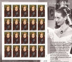 US Stamp - 2008 Actress Bette Davis - 20 Stamp Sheet - Scott #4350