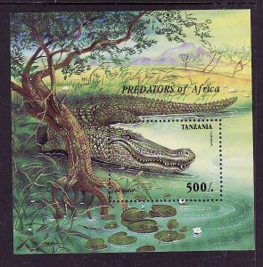 Tanzania-Sc#1429-unused NH sheet-Predators-Animals-Alligators-1995-