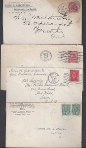 CANADA 1890 1930's COLLECTION OF 11 COVERS VARIOUS FRANKING 3 ARE COVER FRONTS