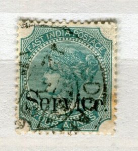 INDIA; 1867-73 early classic QV Service issue fine used 4a. value