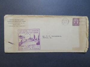 US 1932 SS Manhattan Maiden Voyage Cover w/ Letter Inside / Side Tears - Z7928