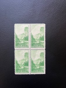 SCOTT 740 1 CENT NATIONAL PARKS:YOSEMITE BLOCK OF 4 MNH