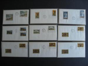 USA Capistrano FDC 9 different 1972 first day covers, inserts in plastic folders