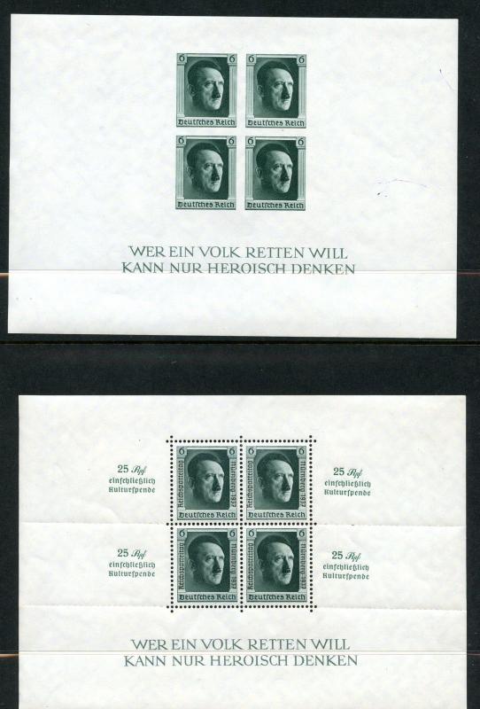 GERMANY CHANCELLOR SOUVENIR SHEETS  SCOTT#B102/104 MINT NH & B104 USED 