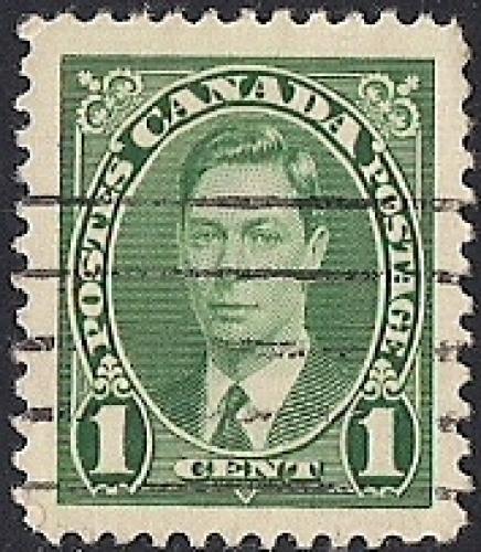 Canada #231 1 cent King George 6, Green XF used