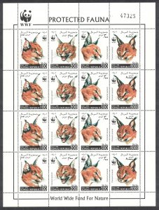 Somalia WWF Caracal Sheetlet of 4 sets 1998 MNH