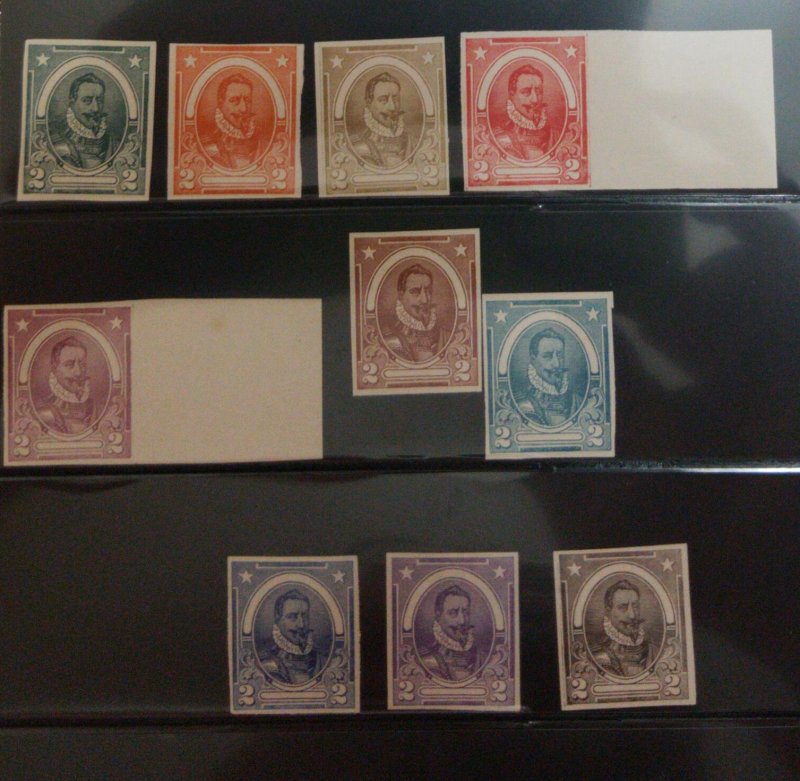 U) 1904, CHILE, PEDRO VALDIVIA, PROOF COLOR SET, VERY RARE EXTRAFINE