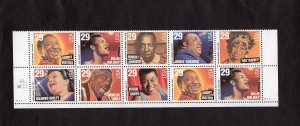 2854-2861 Jazz Singers, MNH BOTTOM PB/10 #P11111