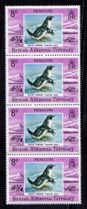 British Antarctic Territory stamps #73-75, MNH,  Penguins, strips, CV $42.00
