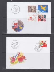 Switzerland Mi 1746/1777, 2001 issues, 5 complete sets on 5 official FDCs, VF