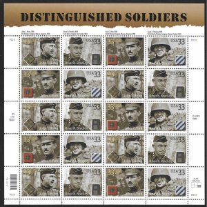 Sc 3393-96 (3396a)   33¢  Distinguished Soldiers Sheet of 20 - MNH