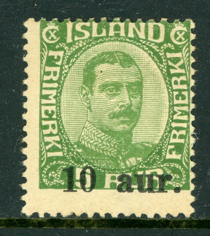 Iceland 1922 Overprint 10a on 5a Green Scott # 139 Mint D423 